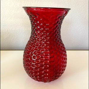 Red Large Hobnail style Vase Urn 10"